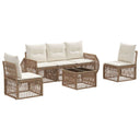 vidaXL Tuinbank Set 6 pcs Zwart en Crème Wit poly rattan