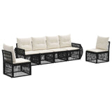 vidaXL Tuinbank Set 7 pcs Zwart en Crème Wit poly rattan