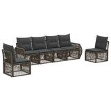 vidaXL Tuinbank Set 7 pcs Zwart en Crème Wit poly rattan