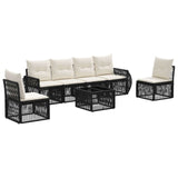 vidaXL Tuinbank Set 7 pcs Zwart en Crème Wit poly rattan