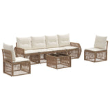 vidaXL Tuinbank Set 7 pcs Zwart en Crème Wit poly rattan