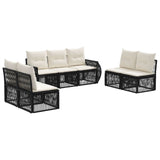 vidaXL Tuinbank Set 8 pcs Zwart en Crème Wit poly rattan
