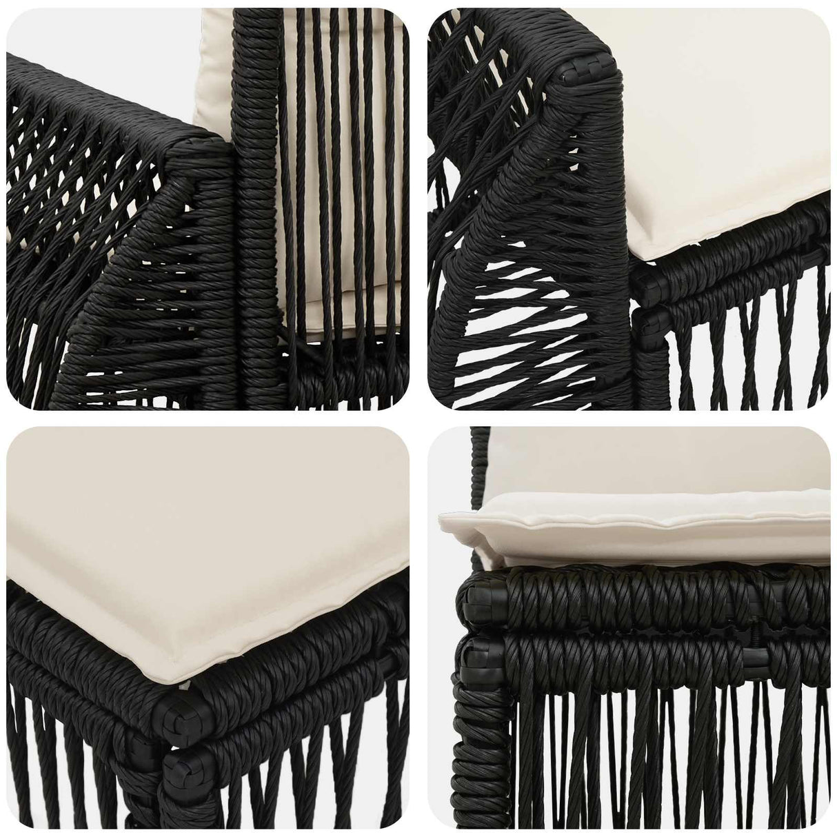 vidaXL Tuinbank Set 8 pcs Zwart en Crème Wit poly rattan