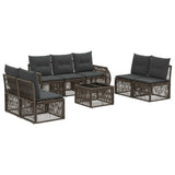 vidaXL Tuinbank Set 8 pcs Zwart en Crème Wit poly rattan