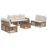 vidaXL Tuinbank Set 8 pcs Zwart en Crème Wit poly rattan