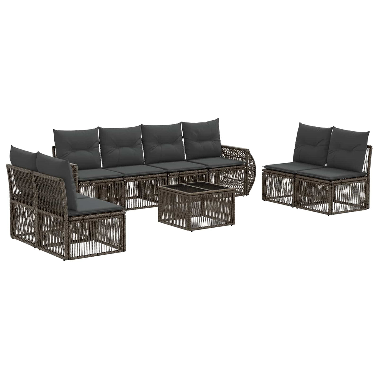 vidaXL Tuinbank Set 9 pcs Zwart en Crème Wit poly rattan