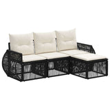 vidaXL Tuinbank Set 5 pcs Zwart en Crème Wit poly rattan