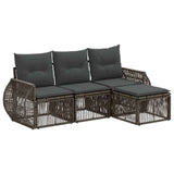 vidaXL Tuinbank Set 5 pcs Zwart en Crème Wit poly rattan