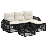 vidaXL Tuinbank Set 5 pcs Zwart en Crème Wit poly rattan