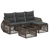 vidaXL Tuinbank Set 5 pcs Zwart en Crème Wit poly rattan