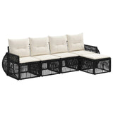vidaXL Tuinbank Set 6 pcs Zwart en Crème Wit poly rattan