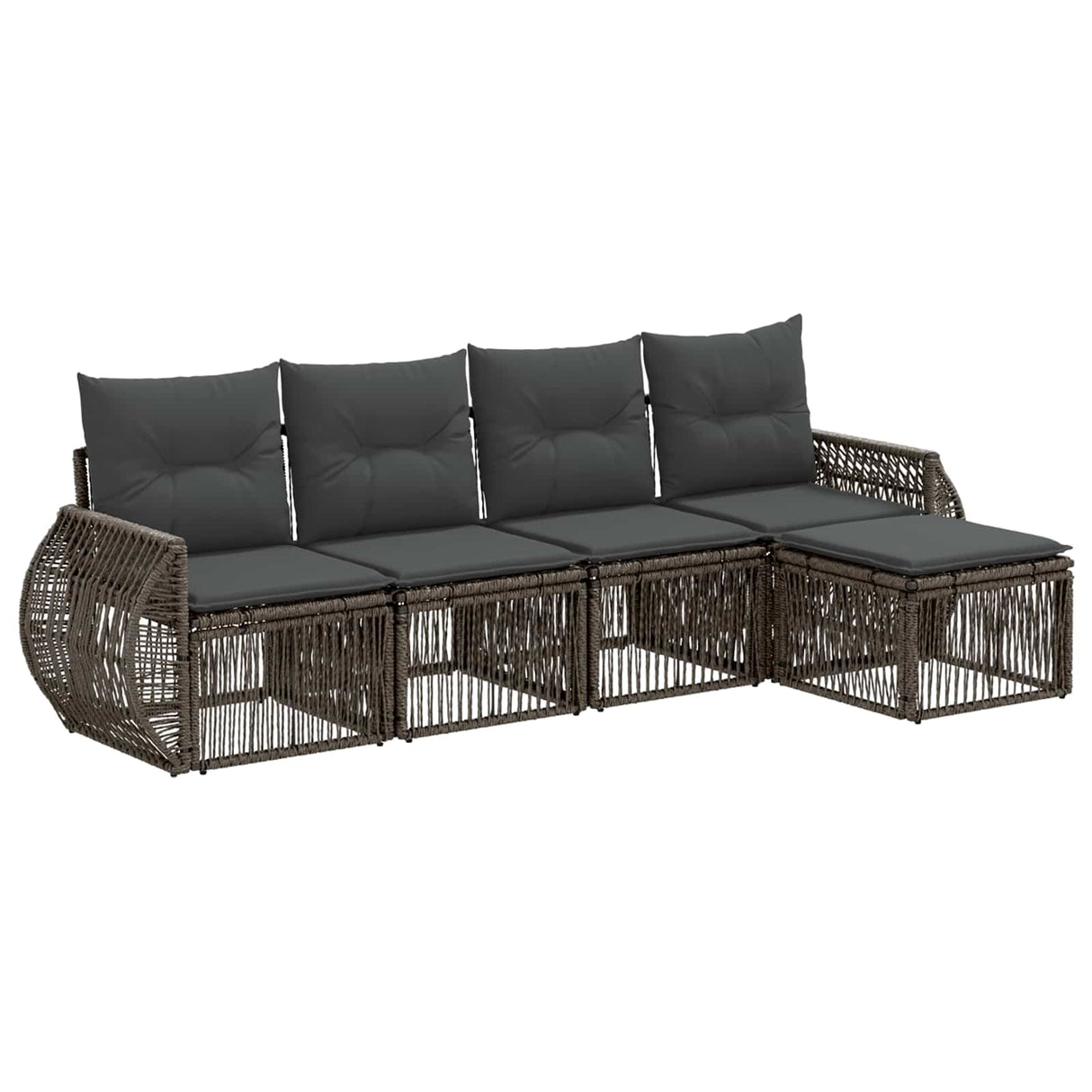 vidaXL Tuinbank Set 6 pcs Zwart en Crème Wit poly rattan