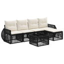vidaXL Tuinbank Set 6 pcs Zwart en Crème Wit poly rattan