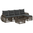 vidaXL Tuinbank Set 6 pcs Zwart en Crème Wit poly rattan
