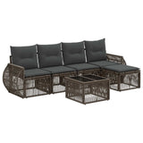 vidaXL Tuinbank Set 6 pcs Zwart en Crème Wit poly rattan