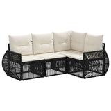 vidaXL Tuinbank Set 5 pcs Zwart en Crème Wit poly rattan