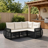 vidaXL Tuinbank Set 5 pcs Zwart en Crème Wit poly rattan