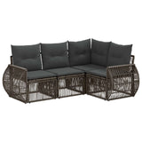 vidaXL Tuinbank Set 5 pcs Zwart en Crème Wit poly rattan
