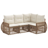 vidaXL Tuinbank Set 5 pcs Zwart en Crème Wit poly rattan