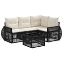 vidaXL Tuinbank Set 5 pcs Zwart en Crème Wit poly rattan