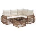 vidaXL Tuinbank Set 5 pcs Zwart en Crème Wit poly rattan