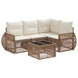 vidaXL Tuinbank Set 5 pcs Zwart en Crème Wit poly rattan