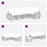 vidaXL Tuinbank Set 6 pcs Zwart en Crème Wit poly rattan
