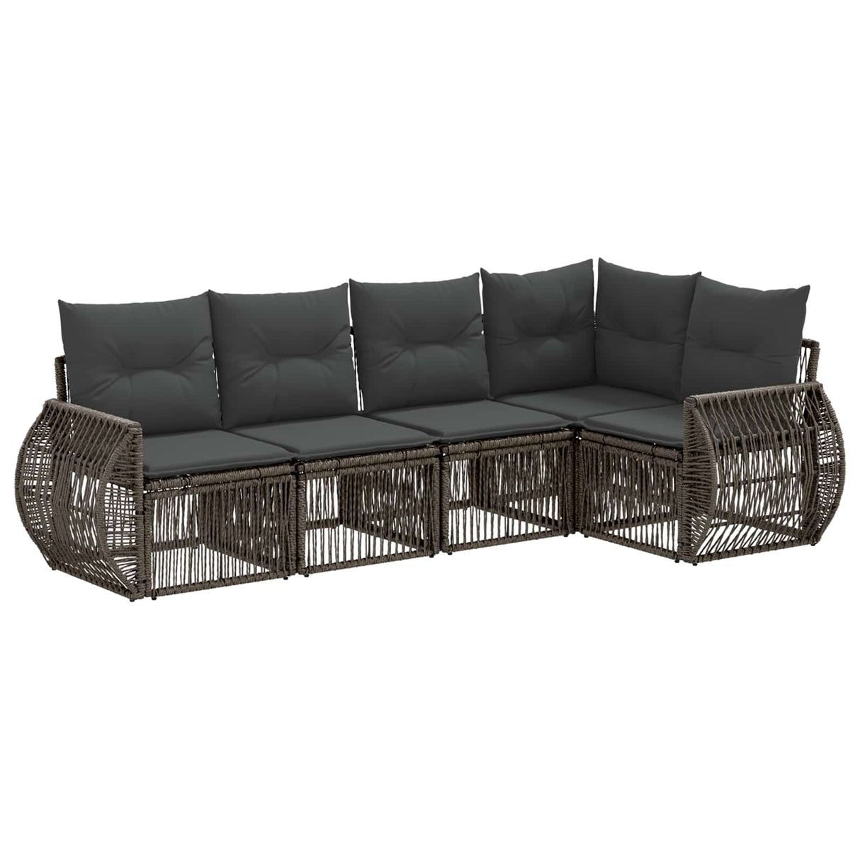 vidaXL Tuinbank Set 6 pcs Zwart en Crème Wit poly rattan