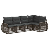 vidaXL Tuinbank Set 6 pcs Zwart en Crème Wit poly rattan