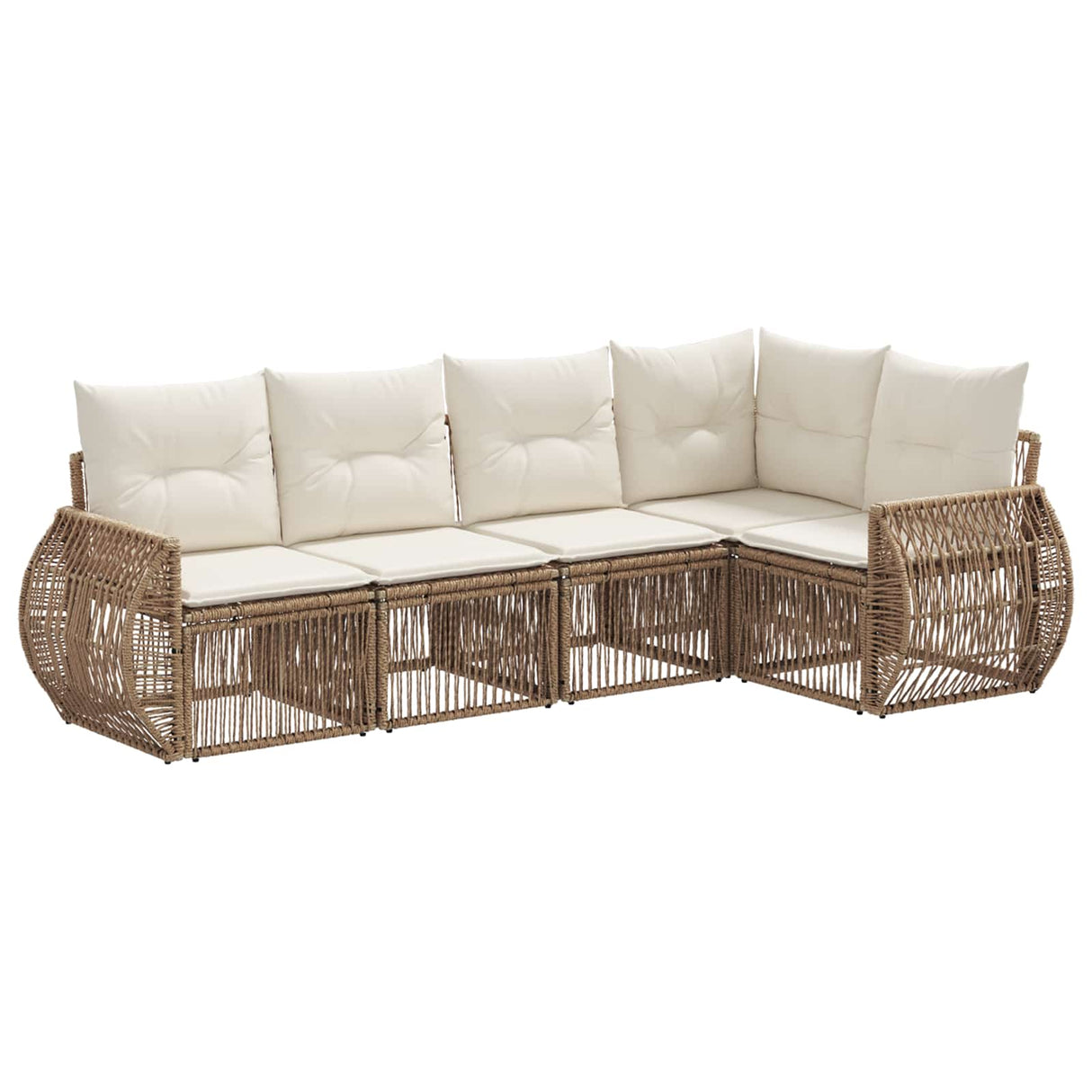 vidaXL Tuinbank Set 6 pcs Zwart en Crème Wit poly rattan