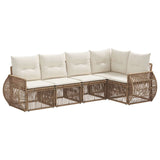 vidaXL Tuinbank Set 6 pcs Zwart en Crème Wit poly rattan