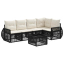 vidaXL Tuinbank Set 6 pcs Zwart en Crème Wit poly rattan