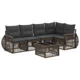 vidaXL Tuinbank Set 6 pcs Zwart en Crème Wit poly rattan