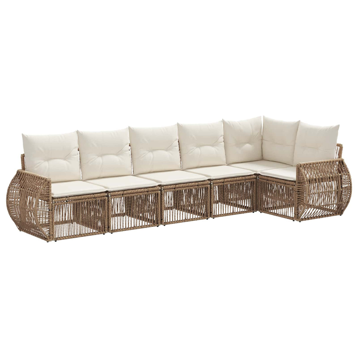 vidaXL Tuinbank Set 7 pcs Zwart en Crème Wit poly rattan