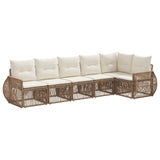 vidaXL Tuinbank Set 7 pcs Zwart en Crème Wit poly rattan