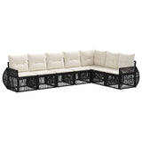 vidaXL Tuinbank Set 8 pcs Zwart en Crème Wit poly rattan