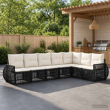 vidaXL Tuinbank Set 8 pcs Zwart en Crème Wit poly rattan