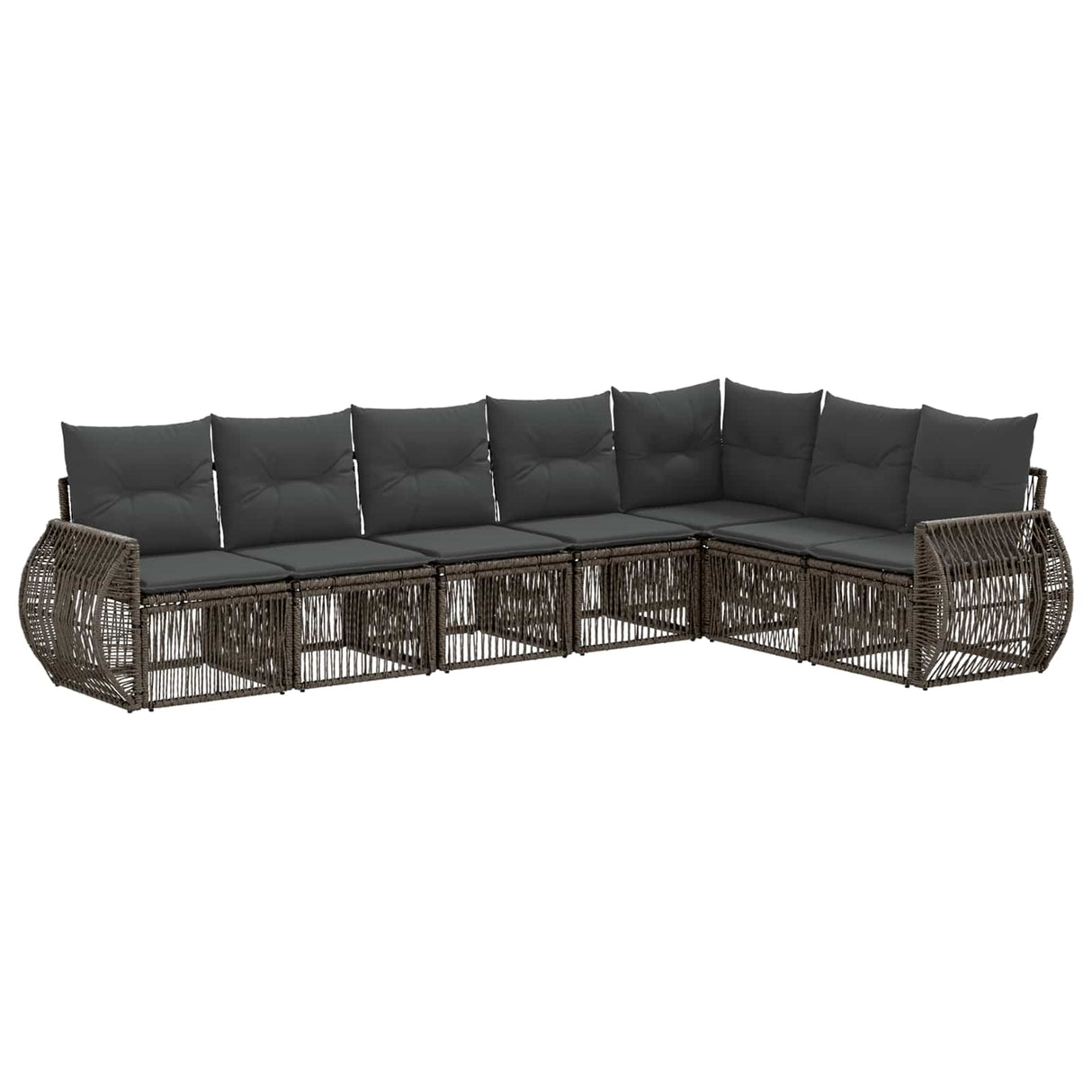 vidaXL Tuinbank Set 8 pcs Zwart en Crème Wit poly rattan