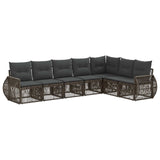 vidaXL Tuinbank Set 8 pcs Zwart en Crème Wit poly rattan