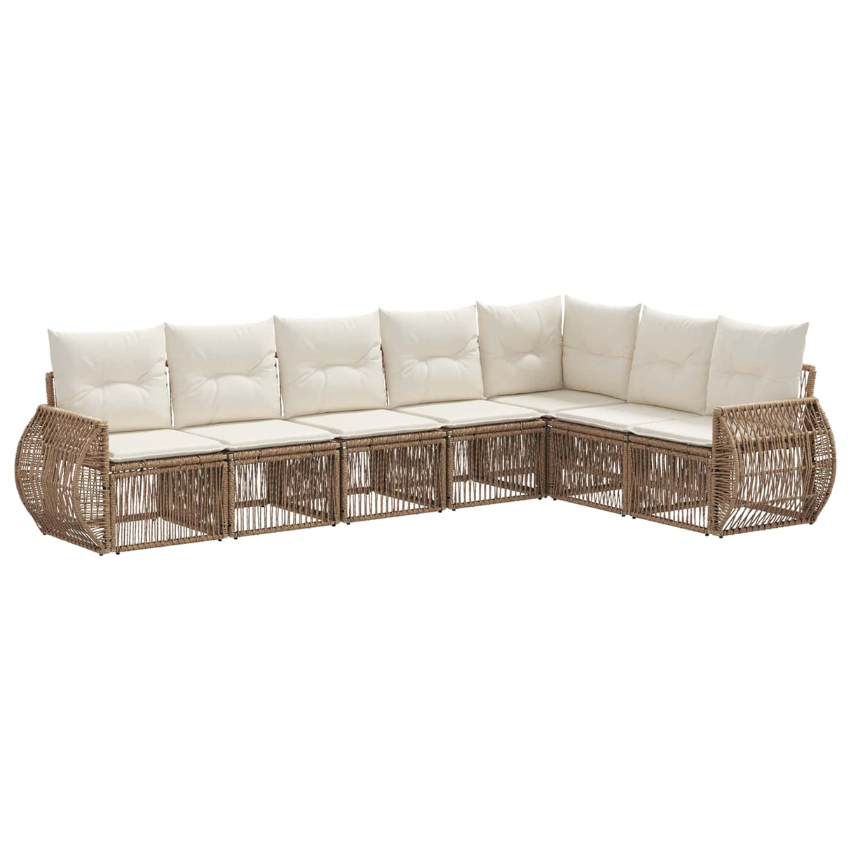 vidaXL Tuinbank Set 8 pcs Zwart en Crème Wit poly rattan