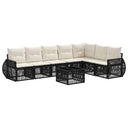 vidaXL Tuinbank Set 8 pcs Zwart en Crème Wit poly rattan