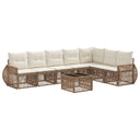 vidaXL Tuinbank Set 8 pcs Zwart en Crème Wit poly rattan