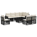 vidaXL Tuinbank Set 9 pcs Zwart en Crème Wit poly rattan