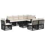 vidaXL Tuinbank Set 9 pcs Zwart en Crème Wit poly rattan