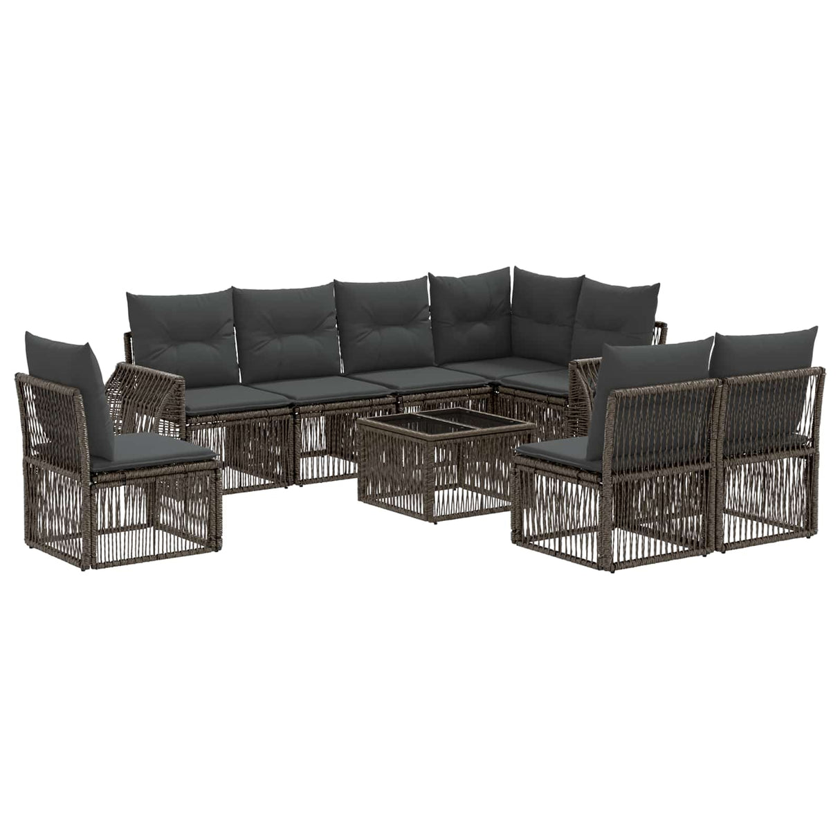 vidaXL Tuinbank Set 9 pcs Zwart en Crème Wit poly rattan