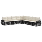 vidaXL Tuinbank Set 10 pcs Zwart en Crème Wit poly rattan