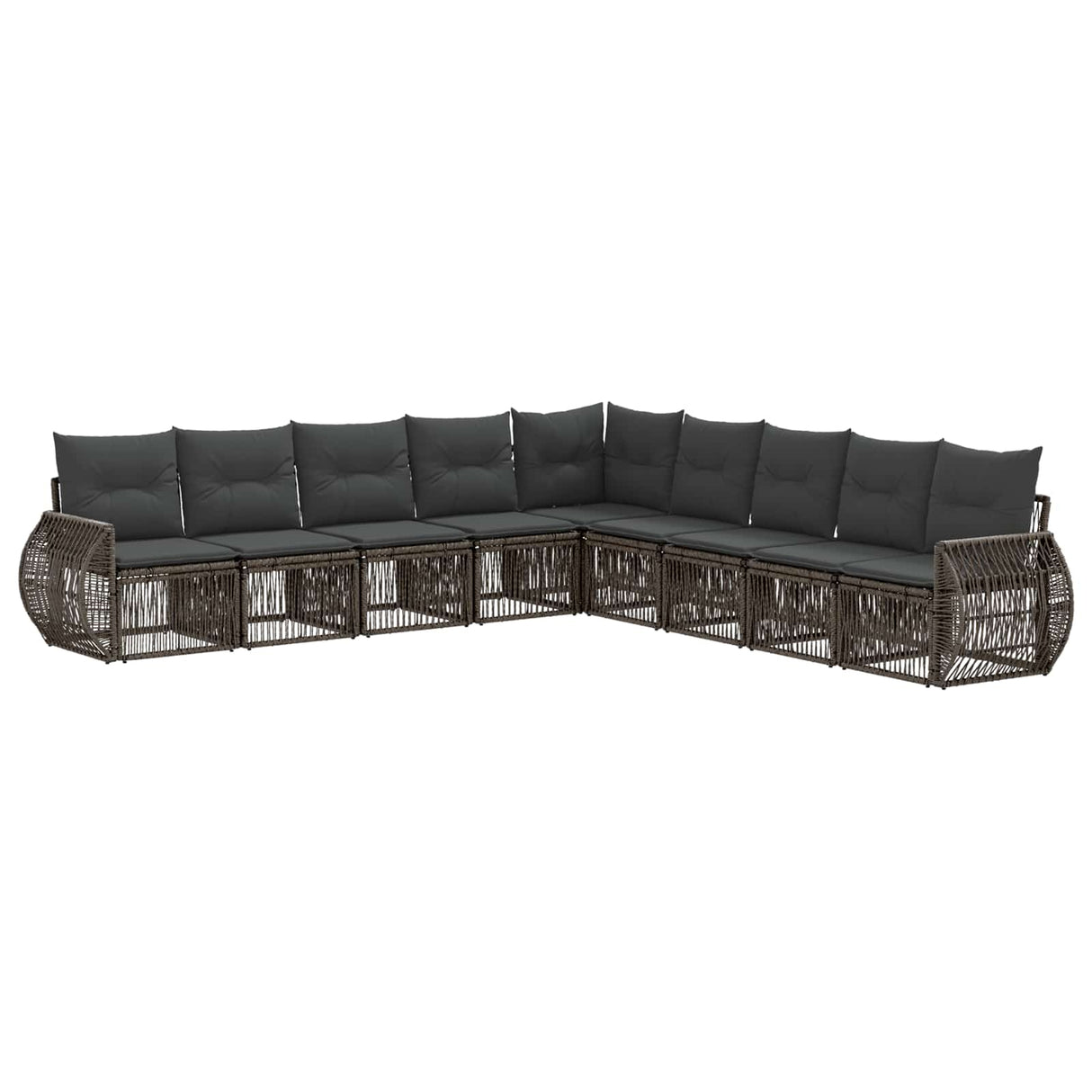 vidaXL Tuinbank Set 10 pcs Zwart en Crème Wit poly rattan