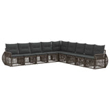 vidaXL Tuinbank Set 10 pcs Zwart en Crème Wit poly rattan