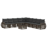 vidaXL Tuinbank Set 10 pcs Zwart en Crème Wit poly rattan