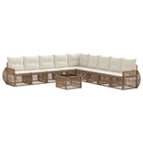 vidaXL Tuinbank Set 10 pcs Zwart en Crème Wit poly rattan